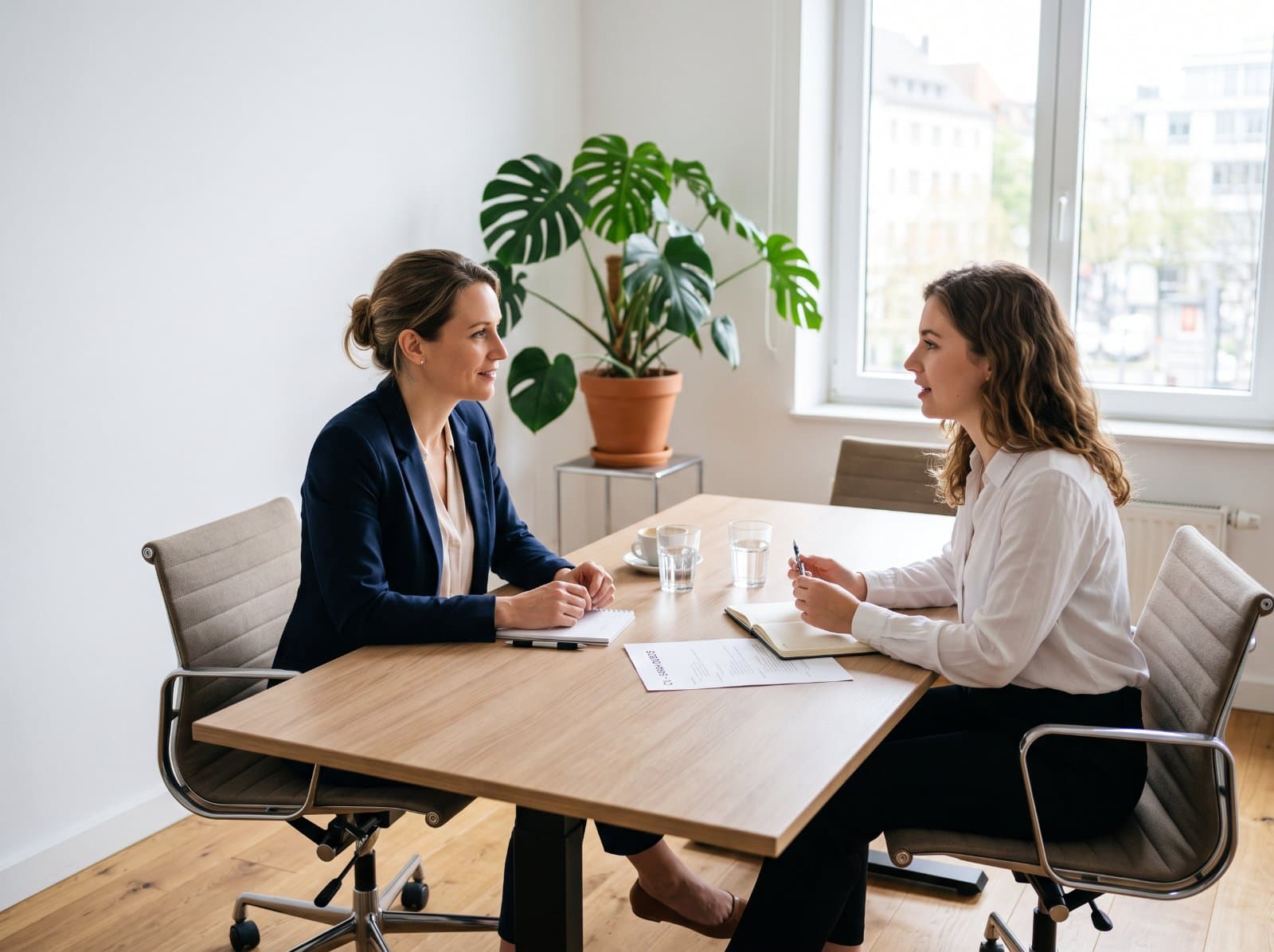 Entretien de recrutement en salle de réunion